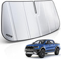 MZS Windshield Sun Shade Compatible with Ranger 2019-2023 | 6-Layer Heat Insulation, 99% UV Blocking, Keeps Interior Cool, Full Coverage Visor, Foldable Car Window Sunshade, Storage Bag by MZS