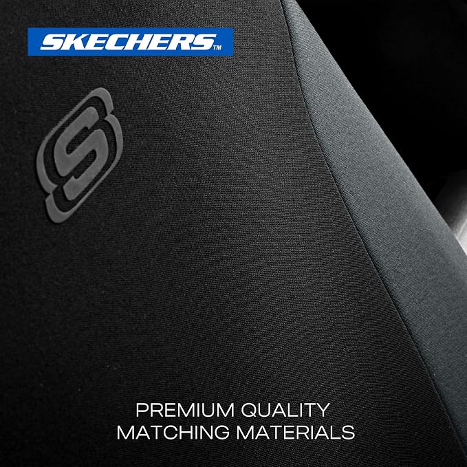 Skechers Seat Covers, Premium Breathable Polyester Seat Covers, Car Seat Covers Full Set Airbag Compatible, Automotive Comfort for Most Cars, Vans, Trucks, SUVs (Full Set,Grey) - Image 4