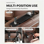 Car Headrest Hook,Premium Leather Back Seat Hanger for Purse & Bags | Solid 40lb metal core,360-degree silent rotation,space-saving hidden folding,durable dual support(2, Suede Black) - Image 2