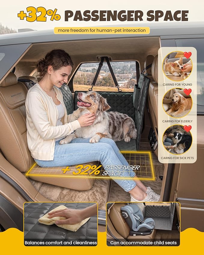 Dog Seat Cover for Back Seat Hard Bottom Dog Car Seat Cover Waterproof Scratch Proof Non Slip W/Mesh Window Side Flaps 420 Pound 51" L * 24" W * 21" H for Cars Trucks SUVs Large Dogs Road Trip - Image 4