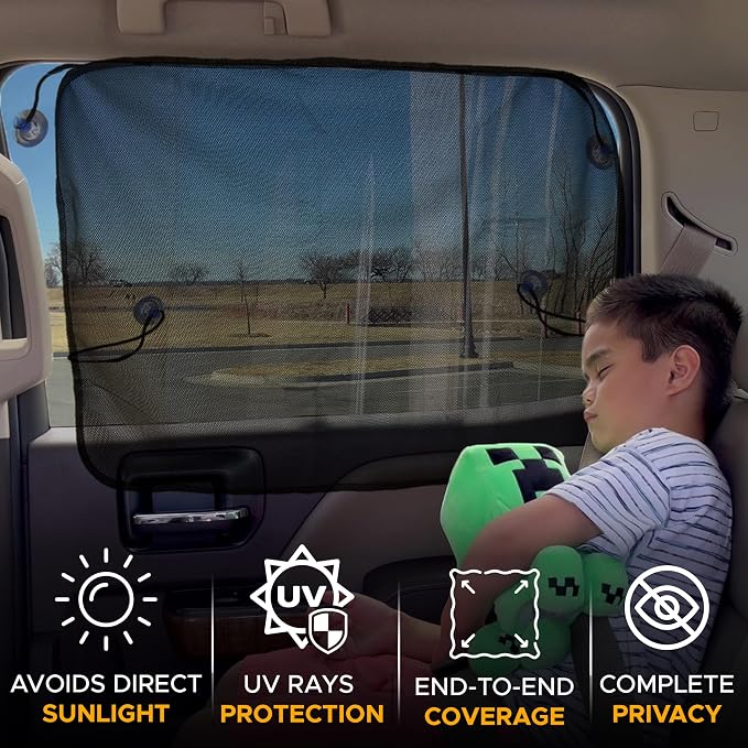 EcoNour Magnetic Car Sun Shade Side Window (2 Pack) | Rear Window Sun Shade | Blocks Harmful UV Rays | Ensures Privacy Protection | Baby Travel Accessories | Magnetic Curtain for Baby and Kids - Image 3