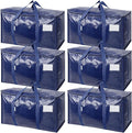 TICONN 6 Pack Extra Large Moving Bags Heavy Duty with Zippers & Carrying Handles, Durable Storage Bags Moving Boxes for Closet Organizers and Storage (6 Pack, Navy) by TICONN