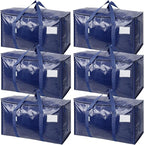 TICONN 6 Pack Extra Large Moving Bags Heavy Duty with Zippers & Carrying Handles, Durable Storage Bags Moving Boxes for Closet Organizers and Storage (6 Pack, Navy) by TICONN