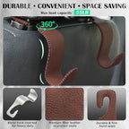 Car Seat Headrest Hook 55lb Heavy Duty Metal Hanger with Leather for Bags | Universal Fit car SUV Truck, Premium Microfiber Leather, Metal Core, Hang Purses Groceries Handbag Backpack, 2 Pack Brown - Image 4