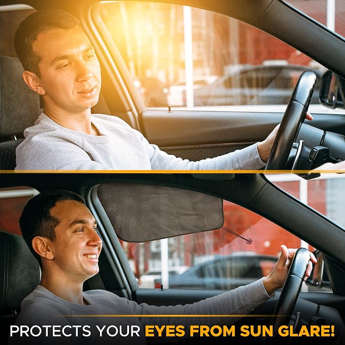 EcoNour Car Driver Front Window Sun Shade | Magnetic Window Curtain | Protects from Harmful Sun Rays for Drivers | Side Window Screen Sunshade for Cars Prevents Sun Damage | Black (1-Piece) - Image 3