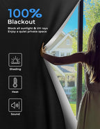 Sumobaby Blackout Curtains for Bedroom Portable 40"x72",No Drill Blackout Shades with Upgraded Hook&Loop Tapes,100% Black Out Window Cover,Thermal Insulated Blinds for Bedroom,Nursery(1 Panel,Black) - Image 2
