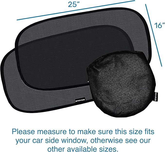 Enovoe Car Window Shade for Baby - (2 Pack) UV Protection Breathable Mesh Baby Window Covers - Sun Shade Blocker, Cling Windows Cover - Glare Shield and UV Rays Protection for Your Child - XL 25"x16" - Image 3
