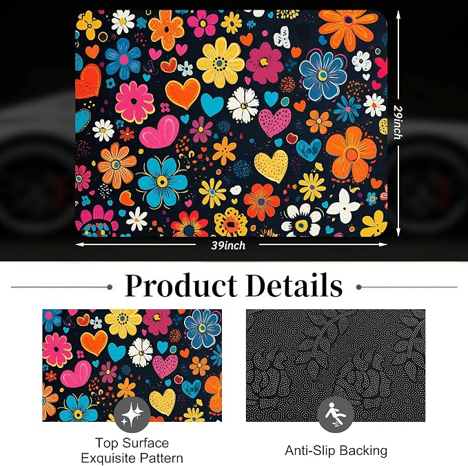 Car Trunk Mat - Universal Size 29" x 39", Floral Pattern Cargo Liner | Car Accessory for SUVs/Sedan/Wagons, Durable Protective Mat, Trunk Liner for Families/Travel Enthusiasts - Image 2