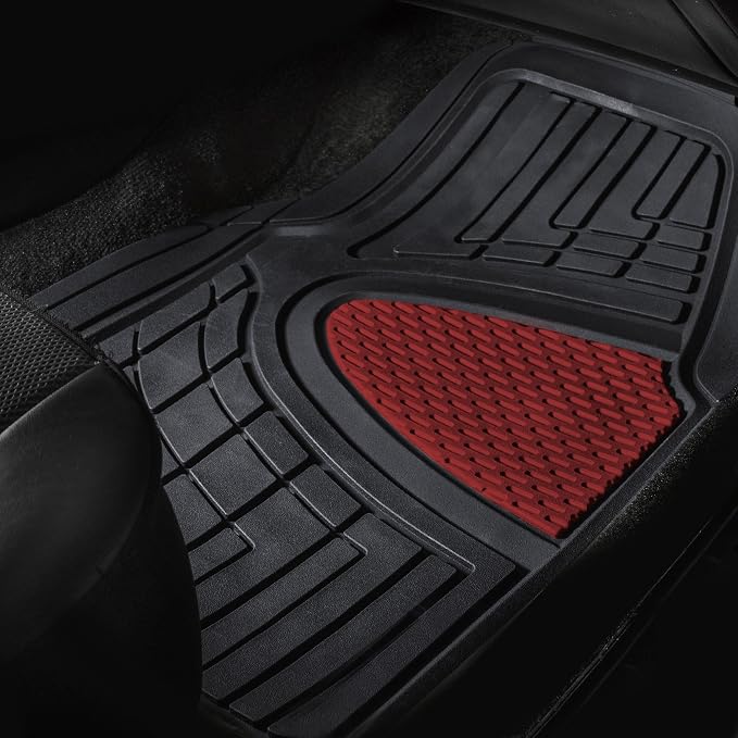 FH Group Premium Liners Tall Channel Trimmable All Weather Rubber Full Set Car Floor Mats (Pink) w. Trimmable All-Season Cargo Liner (Burgundy) - Universal Fit for Cars Trucks and SUVs - Image 3
