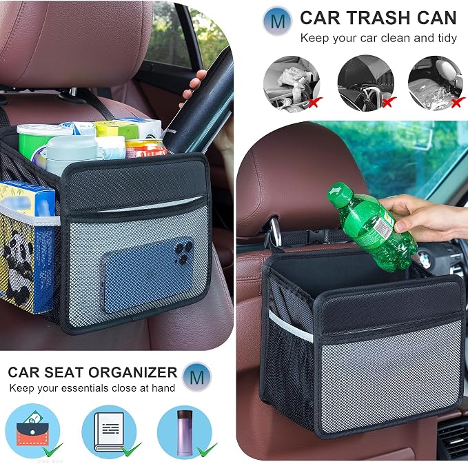 Car Back Seat Organizer and Storage Bag, Premium 1680D Oxford Cloth Collapsible Universal Hanging Car Seat Back Organizer for Kids & Adults - Image 5