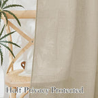 RYB HOME Sheer Curtains Linen Texture 95 inches Long for Living Room | Rod Pocket, Linen Blend Fabric, Privacy Protected, Boho Panels, Beige, W52 x L95, 2 Panels - Image 4
