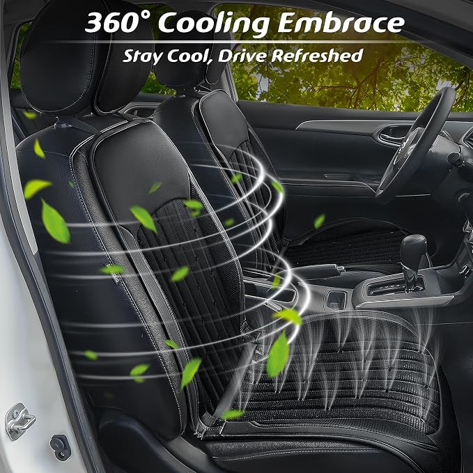 2026 Upgraded Cooling Car Seat Cover Front Seat, 12V-24V Ventilated Cooling Car Seat Cushion, Cooled Seat Cover for Car SUV Truck Universal Fit, Classic Black - Image 5