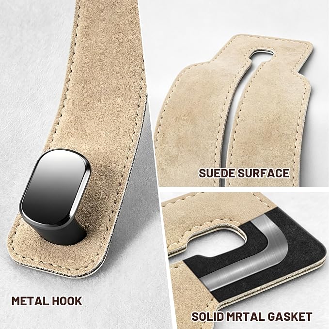 SUKIPIN Car Hooks, Car Seat Headrest Hooks for Purses and Bags 2-Pack Beige | Car Accessories for Women, Solid Durable Construction, Quick Tool-free Mounting, Universal Fit for Most Vehicle Headrests - Image 3