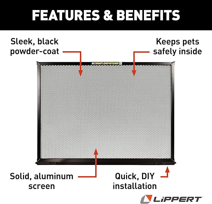 Lippert 859792 Screen Defender RV Entry Door Screen Protector, 26-inch Door (22.5" Screen Kit) , Black | For Lippert Entry Doors Only, Locks into Existing Channels, DIY Installation, Fits Travel Trailers, 5th Wheels and Motorhomes - Image 4