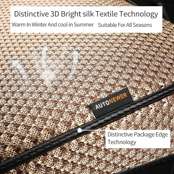 Auto Newer Breathable Universal Four Seasons Car Seat Covers, Luxury Car Seat Cushion，Protectors for Front Seat Bottoms,Compatible with 95% Vehicles， Fit for Cars Truck SUV (Gold Beige,2PCS) - Image 2