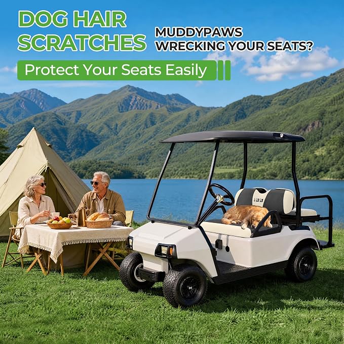 10L0L Golf Cart Seat Covers for Yamaha EZGO Club Car Seat Towel Cushion | Breathable Mesh All-Season Front/Rear Seat Blanket, UV Resistant, Cool Comfort, Machine Washable, Easy On, Great Golf Gift - Image 7