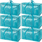 TICONN 6 Pack Extra Large Moving Bags Heavy Duty with Zippers & Carrying Handles, Durable Storage Bags Moving Boxes for Closet Organizers and Storage (6 Pack, Aqua) by TICONN