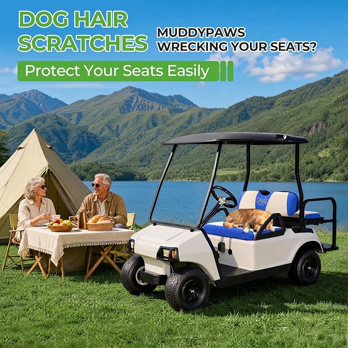 10L0L Golf Cart Seat Covers for Yamaha EZGO Club Car Seat Towel Cushion | Breathable Mesh All-Season Front/Rear Seat Blanket, UV Resistant, Cool Comfort, Machine Washable, Easy On, Great Golf Gift - Image 7