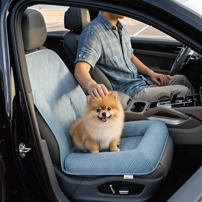 Premium Dog Cooling Car Seat Mat for Small Dogs & Puppies, Front Seat Travel - Image 9