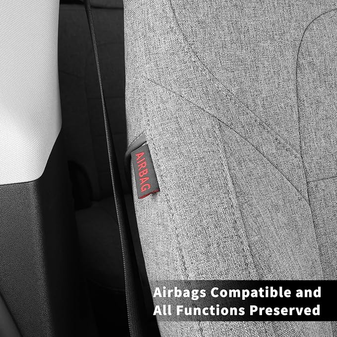 2nd Gen Tacoma Seat Covers Custom Fit for 2012-2015 Toyota Tacoma Double Cab/Crew Cab (TRD Sport Seats),Fully Covered Polyester Truck Seat Protector-Full Set (Gray) - Image 4