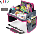 Kids Travel Tray with Dry Erase Board - Car Seat Tray for Kids Travel, Carseat Table Top for Toddler, Lap Desk for Car Seat, Activity Organizer & Snack Holder, Road Trip Essentials for Kid (Pink) by WITRIP