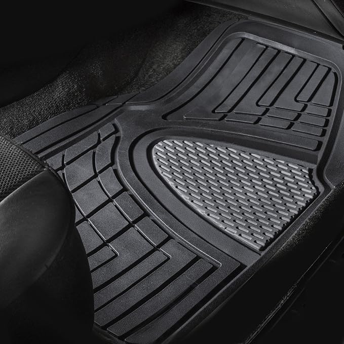 FH Group Automotive Floor Mats - Heavy-Duty Rubber Floor Mats for Cars, Universal Fit Full Set, Climaproof Floor Mats, Trimmable Floor Mats for Most Sedan, SUV, Truck Floor Mats Gray Black - Image 2