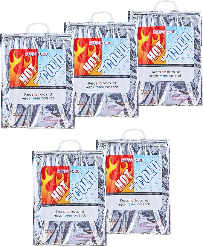 Superio Hot and Cold Insulated Bags for Food Delivery, Grocery Shopping Bags, Food Storage for Hot and Frozen Food for Travel, Disposable Cooler Bag, Reinforced Thermal Lunch Bag (5, 13.5"x17.5") by Superio