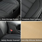 1 Pack Leather Front Car Seat Covers,Bottom Seat Covers for Cars,Driver Car Seat Cushion Cover,Luxury Seat Protectors,Waterproof,Full Wrap,for Most Vehicles,Sedan,Truck,SUV(Black) - Image 2
