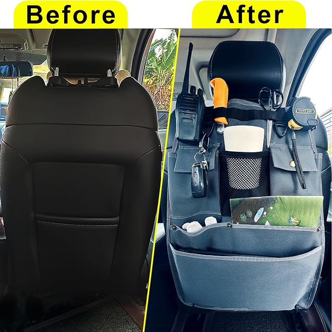 Car Seat Back Organizer with Multiple Pockets and Hooks (grey) - Image 6