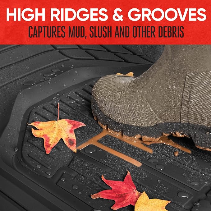 Motor Trend 943-BK FlexTough Defender Car Floor Mats -Next Generation Deep Dish Heavy Duty Contour Liners for Car SUV Truck & Van-All Weather Protection, Trim to Fit Most Vehicles Black - Image 8