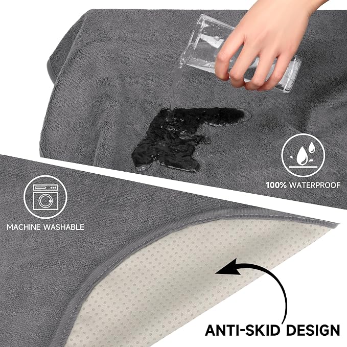 Car Seat Covers 1 Pack Grey Waterproof Towel Car Seat Cover Universal Fit for Most Trucks SUV Fitness Athletes Pets Gym and Water Sport - Image 4
