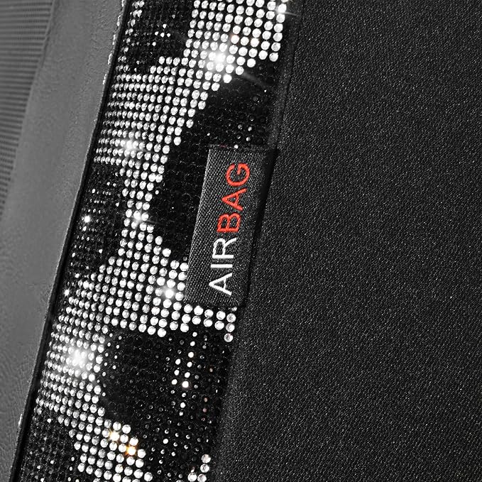 CAR PASS Cow Diamond Leather Bling Car Seat Covers Universal, Faux Shining Rhinestones Two Front only, Fit 95% Automotive Glitter Crystal Sparkle Strips for Cute Women Girl, 2PCS Cow Silver Diamond - Image 4