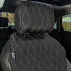 Leader Accessories 2pcs Sideless Front Seat Covers for All Seasons, Black | Breathable Faux Linen Seat Cushions, Non-Slip Bottom With Headrest Protectors, Universal Fit For Car Van SUV Pickup Truck - Image 2