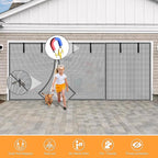 LIAMST Privacy Garage Door Screen Blackout for 2 Car Garage-18x8FT Privacy Silver Grey Heavy Duty Magnetic Garage Screen, Hands Free, Magnetic Privacy Garage Screen Door - Image 3