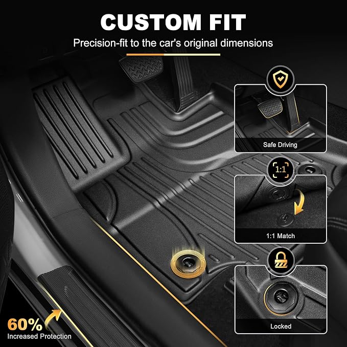 AOMSAZTO Floor Mats for Toyota RAV4 Hybrid 2026, with Door Sill Protector | Not for PHEV, Custom Fit Floor Liners All-weather Protection Full Coverage Car Mats Door Sill Guards 2026 RAV4 Accessories - Image 4