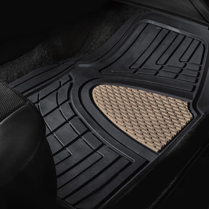 FH Group Premium Liners Tall Channel Trimmable All Weather Rubber Full Set Car Floor Mats (Beige) w. Trimmable All-Season Cargo Liner (Black) - Universal Fit for Cars Trucks and SUVs - Image 4