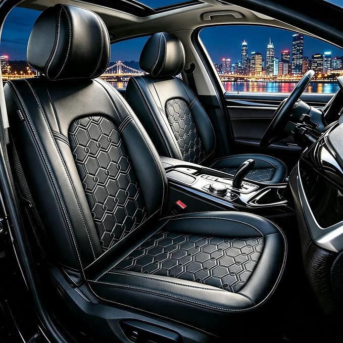Car Seat Covers for Acura TL 2004-2014 Full Set Faux Leather | Waterproof Breathable Scratch Resistant 360° Wrap Airbag Compatible Easy Clean (5 Seats,Black) by ShieldYourSeats