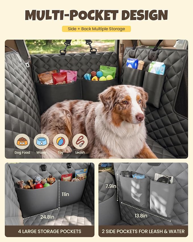 Dog Seat Cover for Back Seat Hard Bottom Dog Car Seat Cover Waterproof Scratch Proof Non Slip W/Mesh Window Side Flaps 420 Pound 51" L * 24" W * 21" H for Cars Trucks SUVs Large Dogs Road Trip - Image 7
