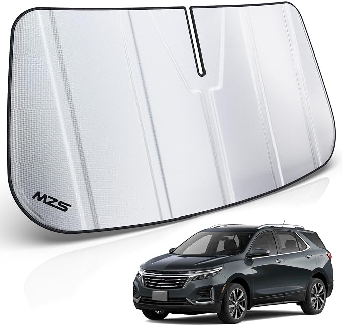MZS Windshield Sun Shade Compatible with Equinox 2018-2026 | 6-Layer Heat Insulation, 99% UV Blocking, Keeps Interior Cool, Full Coverage Visor, Foldable Car Window Sunshade, Storage Bag by MZS