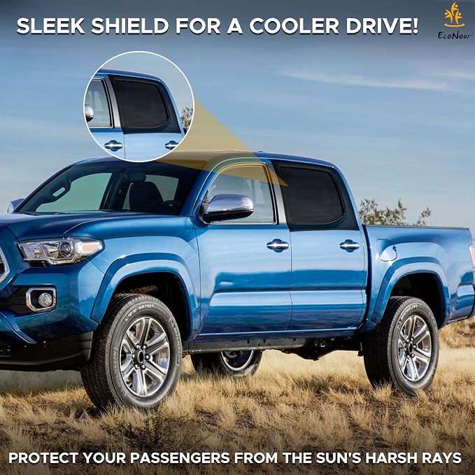 EcoNour Car Rear Window Sun Shades Compatible for Toyota Tacoma 2 Pack | Breathable Sunshade with 100% UV & Mosquito Protection Mesh Rear Window Covers for Privacy & Blackout-Car Window Accessories - Image 7