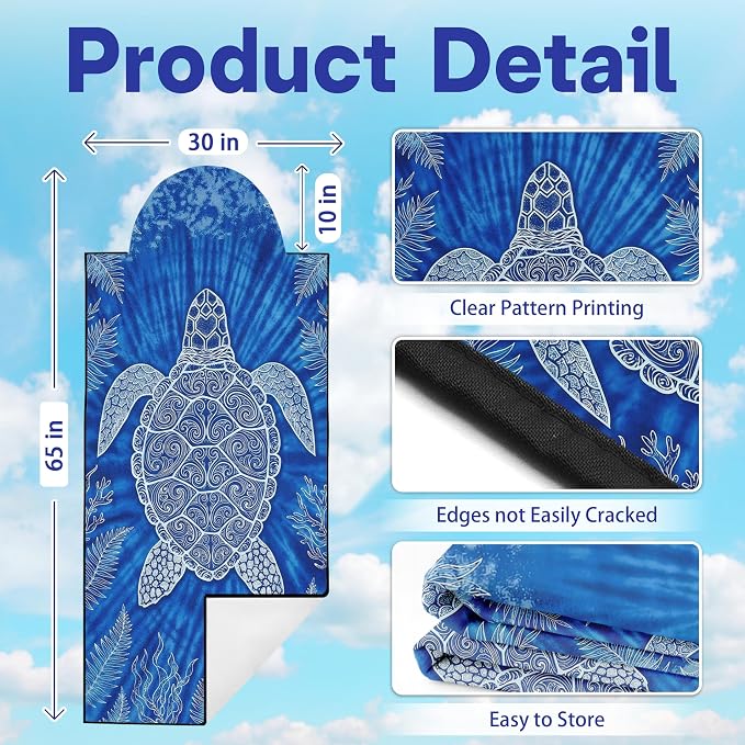 2 Pack Car Seat Towel Covers, Sweat-Proof Microfiber Seat Protectors for Gym, Running, Beach & Workout, Breathable Quick-Dry, Machine Washable, Blue Sea Turtle Print, Universal Fit - Image 2