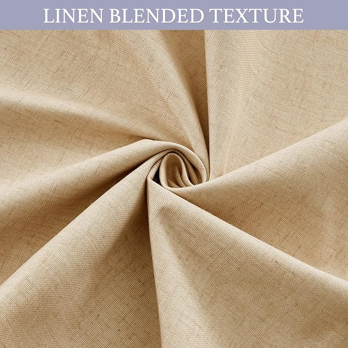 RYB HOME Natural Linen Textured French Door Window Curtains 100% Blackout | Self Adhesive, Thermal Insulated Privacy Energy Saving, Shades for Nursery Office Patio Glass Door, W26 x L69, 1 Panel - Image 6