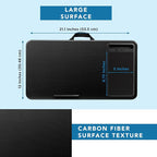 LAPGEAR Home Office Lap Desk – Black Carbon, Fits 15.6” Laptops | Built-In Mouse Pad & Phone Slot, Integrated Device Ledge, Dual-Bolster Microbead Cushion, Carry Handle - Image 5