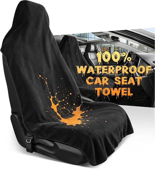 Waterproof Towel Car Seat Cover, Universal Fit Front Bucket, Black | Non Slip Soft Waterproof Absorbent instantly Sweat Protector, for Gym Workout, Swimming, Beach, Soccer, Pet travel by Unknown