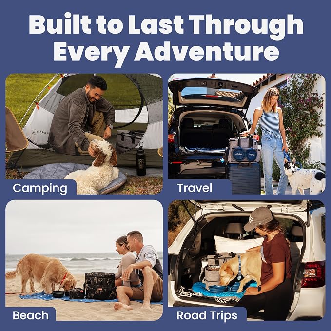 Rubyloo Original Doggy Bag™ Dog Travel Bag for Supplies with Travel Bowls | 2 BPA-Free Collapsible Bowls, 2 Pet Food Containers, TSA-Ready, Road Trips, Camping, Weekend Getaways, Doggy Gift, Paw Print - Image 4