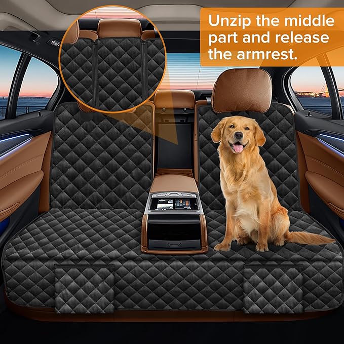 Dog Car Seat Cover for Back Seat for Dodge RAM 1500 2500 2000-2025 2026 | for RAM 4 Door Quad Cab Crew Cab Mega Cab Accessories Truck Pet Bench Backseat Rear Seat Covers Protector Waterproof Black - Image 6
