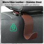 Car Seat Headrest Hook 55lb Heavy Duty Metal Hanger with Leather for Bags | Universal Fit car SUV Truck, Premium Microfiber Leather, Metal Core, Hang Purses Groceries Handbag Backpack, 2 Pack Brown - Image 6