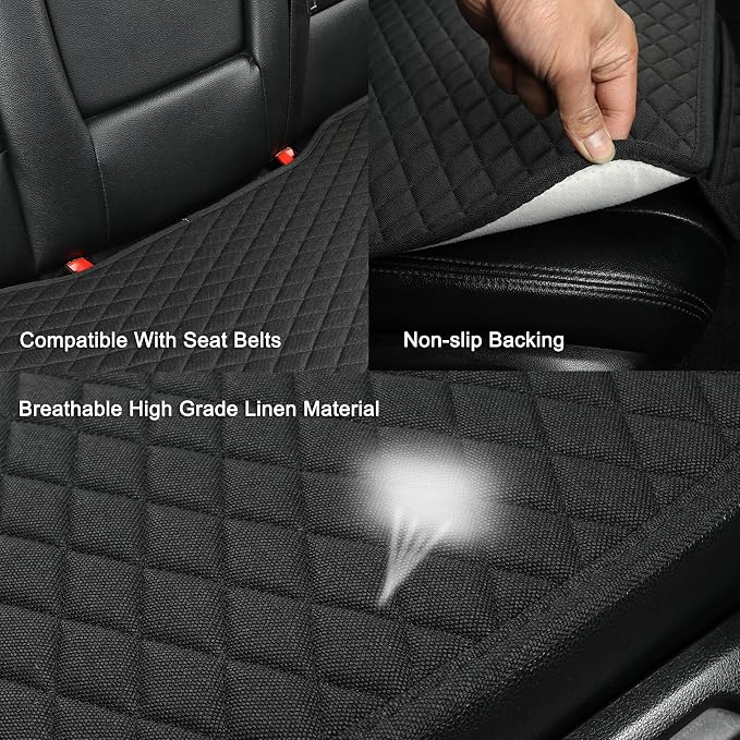 West Llama Linen Car Seat Covers,Bottom Seat Covers for Cars Include 1 Rear Bench Cover Universal Fits 90% Vehicles,SUVs,Cars,Sedans,Black - Image 5