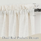 RYB HOME Semi Sheer Curtains 120 inches Long for Farmhouse | Linen Blend, Privacy, Shabby Chic, Light Filtering, Extra Long, for Home Office, Rod Pocket, Linen, W52 x L120, 2 Panels - Image 2