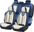 Seat Covers for Cars, Seat Covers Full Set 5 Seats, Waterproof Leather Car Seat Covers, Front and Rear Seat Covers, Universal Seat Protector Accessories for Most Vehicles-Blue&White by FLORICH